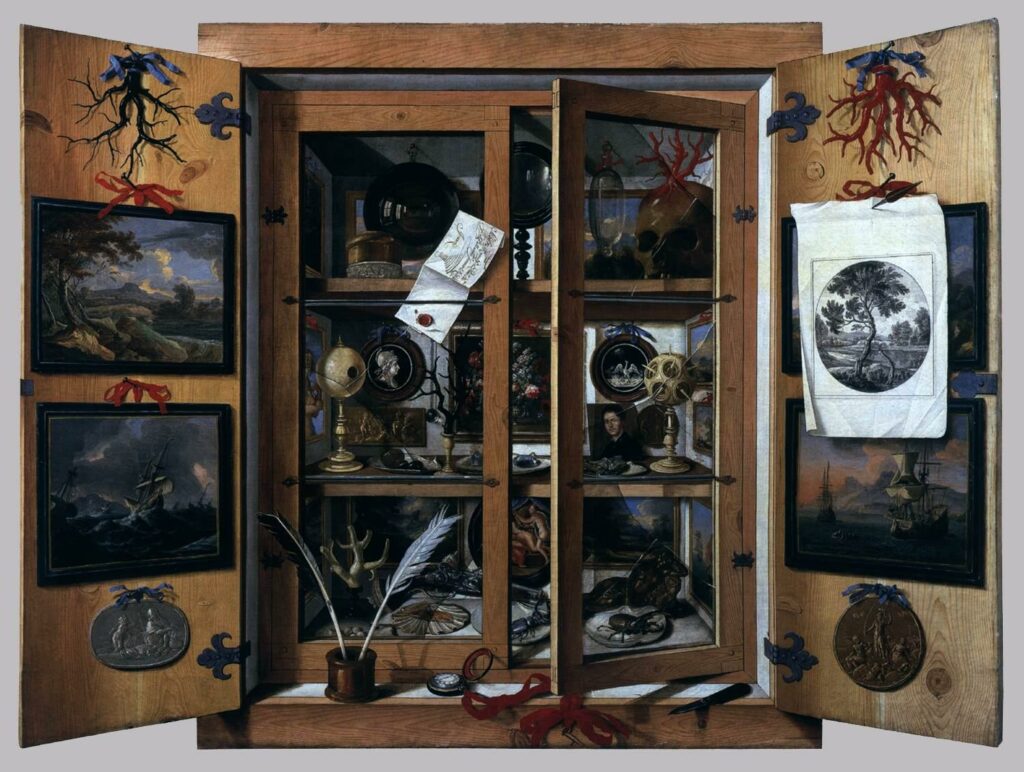 Cabinets of Curiosities combined art, science and natural history into carefully assembled collections reflecting knowledge and status.
